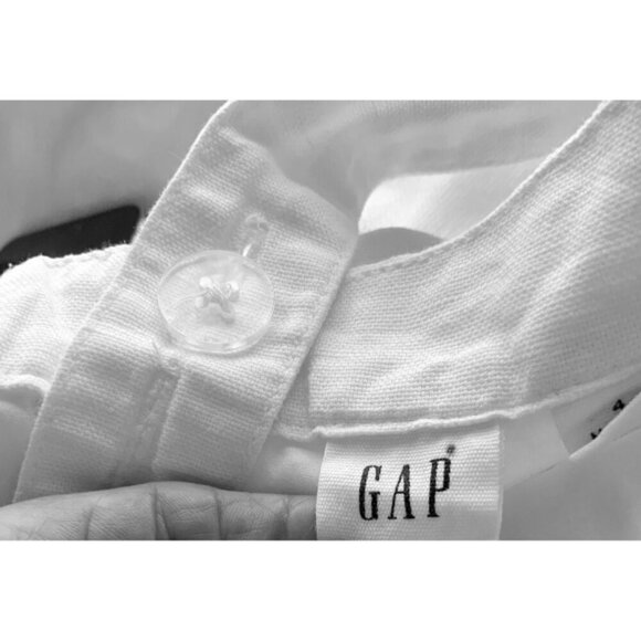 Gap dress halter or straps size 4 white pockets side buttons cotton linen - Picture 8 of 10